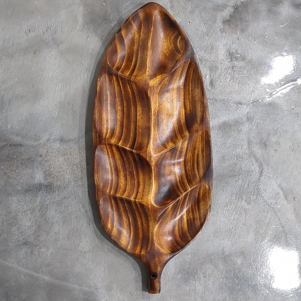 Leaf-Shaped Wooden Serving Platter